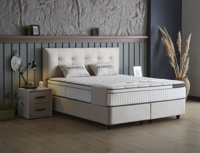 Opbergboxspring Modebedd Beige 140x200