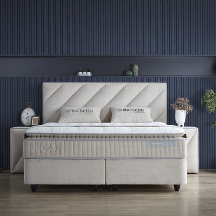Opbergboxspring Shinebedd Beige 140x200