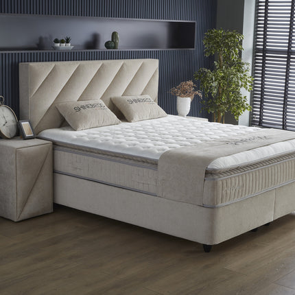 Opbergboxspring Shinebedd Beige 140x200