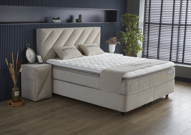 Opbergboxspring Shinebedd Beige 140x200