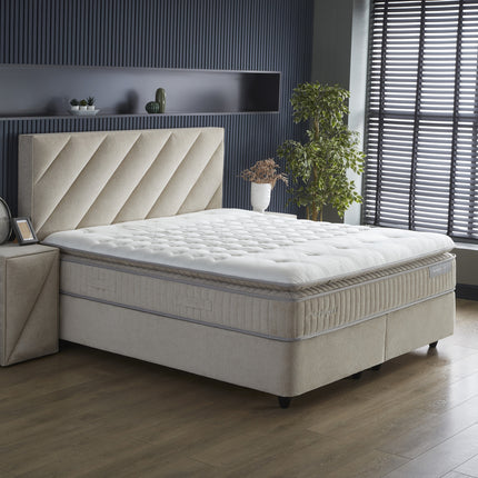 Opbergboxspring Shinebedd Beige 140x200