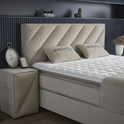 Opbergboxspring Shinebedd Beige 140x200