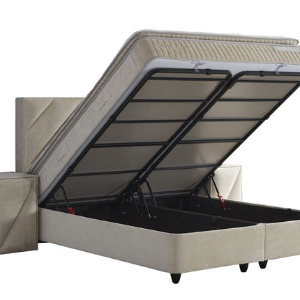 Opbergboxspring Shinebedd Beige 140x200