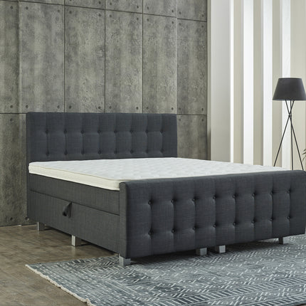 Opbergboxspring Shurgard Antraciet 140x200 - Met voetbord