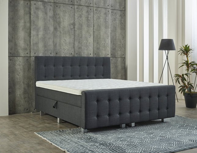 Opbergboxspring Shurgard Antraciet 140x200 - Met voetbord