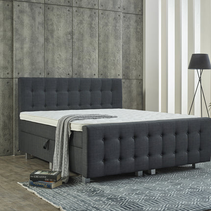 Opbergboxspring Shurgard Antraciet 140x200 - Met voetbord
