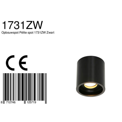 Opbouwspot Pélite spot 1731ZW Zwart