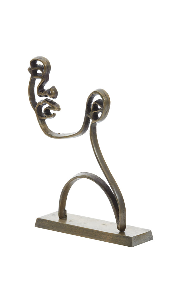 Ornament op voet Face - Antiek Brons - 28x8x38cm