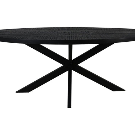 Ovale Eettafel Melbourne-200x100x76-Zwart-Mango/Metaal