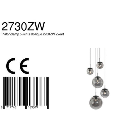 Plafondlamp Bollique 2730ZW Zwart