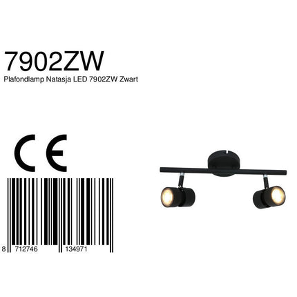 Plafondlamp Natasja 7902ZW Zwart
