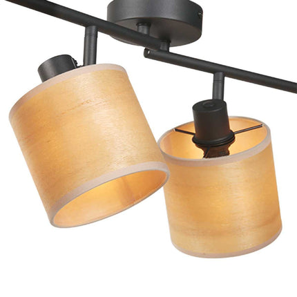 Plafondspot Bambus 3668ZW Zwart 4 lichts met houten kapjes