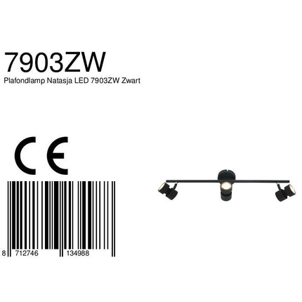 Plafondspot Natasja 7903ZW Zwart
