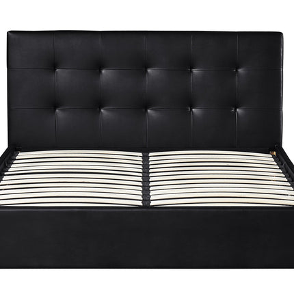 PROMO - Bed met koffer 'Porto' 160x200 met lattenbodem PU Zwart (2c)