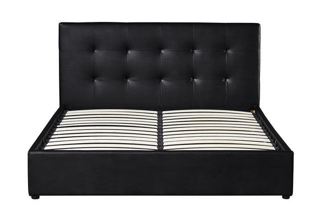 PROMO - Bed met koffer 'Porto' 160x200 met lattenbodem PU Zwart (2c)