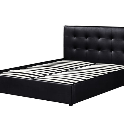 PROMO - Bed met koffer 'Porto' 160x200 met lattenbodem PU Zwart (2c)