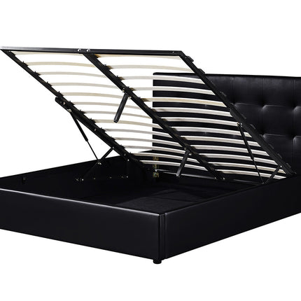 PROMO - Bed met koffer 'Porto' 160x200 met lattenbodem PU Zwart (2c)