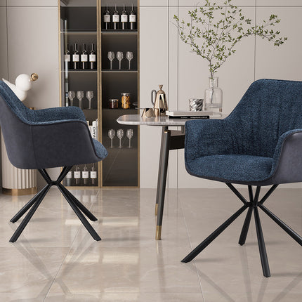 PROMO - Stoel 'Lucie' Bouclé Blauw Rug PU Blauw (2 per doos)