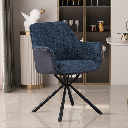 PROMO - Stoel 'Lucie' Bouclé Blauw Rug PU Blauw (2 per doos)