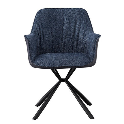PROMO - Stoel 'Lucie' Bouclé Blauw Rug PU Blauw (2 per doos)