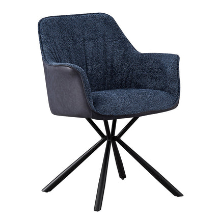 PROMO - Stoel 'Lucie' Bouclé Blauw Rug PU Blauw (2 per doos)