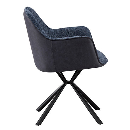 PROMO - Stoel 'Lucie' Bouclé Blauw Rug PU Blauw (2 per doos)
