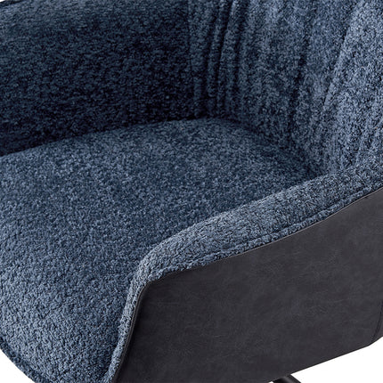 PROMO - Stoel 'Lucie' Bouclé Blauw Rug PU Blauw (2 per doos)