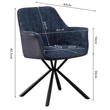 PROMO - Stoel 'Lucie' Bouclé Blauw Rug PU Blauw (2 per doos)
