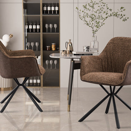 PROMO - Stoel 'Lucie' Bouclé Zand Rug PU Bruin