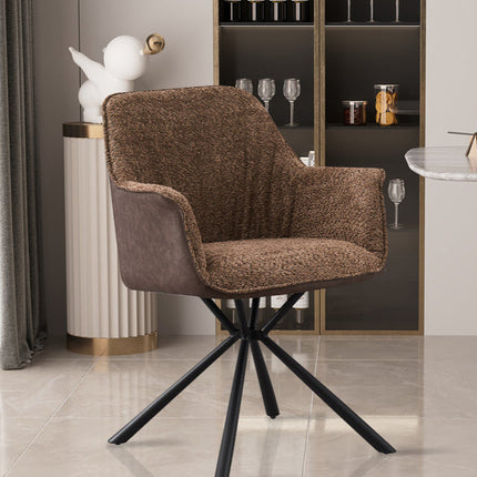 PROMO - Stoel 'Lucie' Bouclé Zand Rug PU Bruin