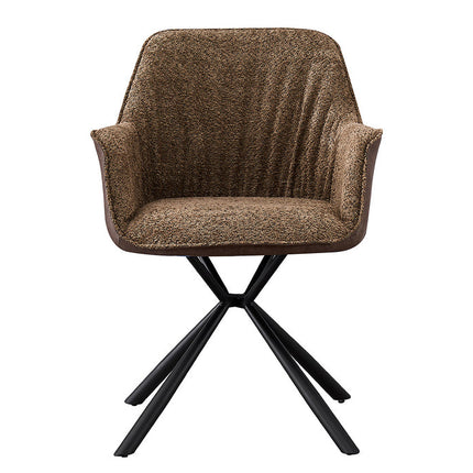 PROMO - Stoel 'Lucie' Bouclé Zand Rug PU Bruin