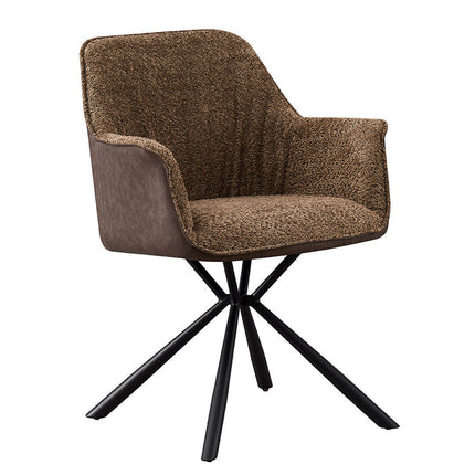 PROMO - Stoel 'Lucie' Bouclé Zand Rug PU Bruin