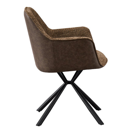PROMO - Stoel 'Lucie' Bouclé Zand Rug PU Bruin
