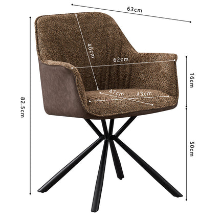 PROMO - Stoel 'Lucie' Bouclé Zand Rug PU Bruin