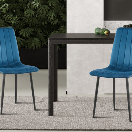 PROMO - Stoel 'Willis' Fluweel Blauw (4 per doos)