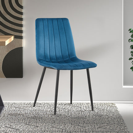 PROMO - Stoel 'Willis' Fluweel Blauw (4 per doos)