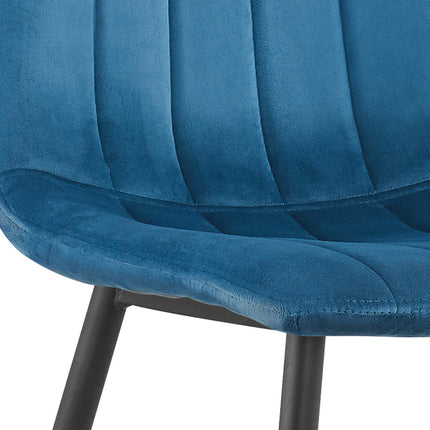 PROMO - Stoel 'Willis' Fluweel Blauw (4 per doos)
