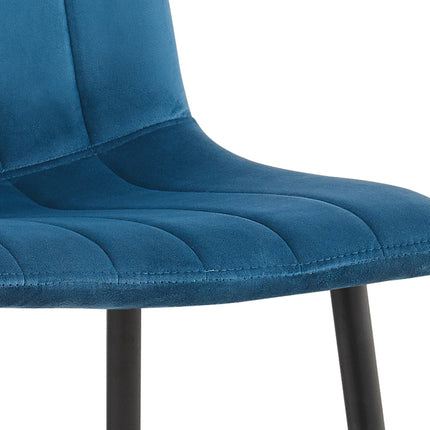 PROMO - Stoel 'Willis' Fluweel Blauw (4 per doos)