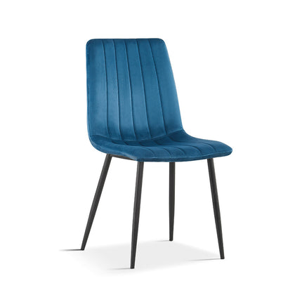 PROMO - Stoel 'Willis' Fluweel Blauw (4 per doos)
