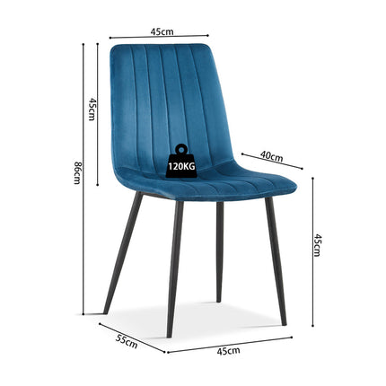 PROMO - Stoel 'Willis' Fluweel Blauw (4 per doos)