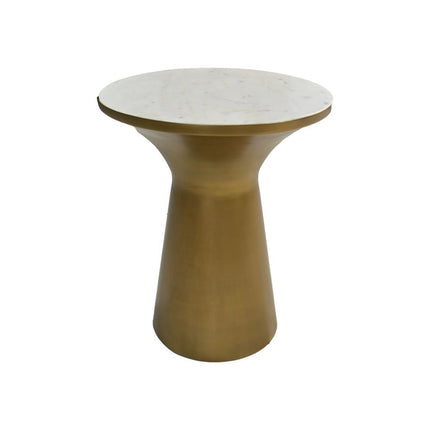 Ronde Bijzettafel-ø40x50-Wit/Goud-Marmer/Metaal