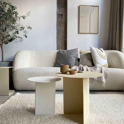 Round side table set - Lucca - White/Cream