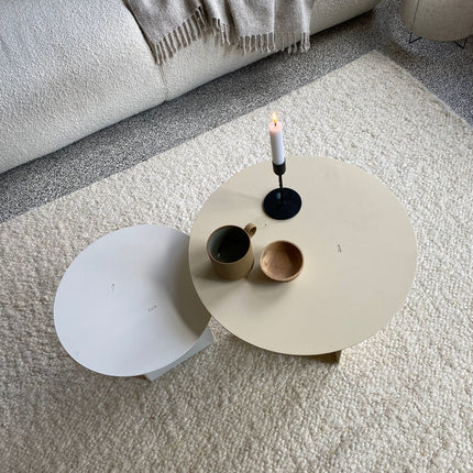 Round side table set - Lucca - White/Cream