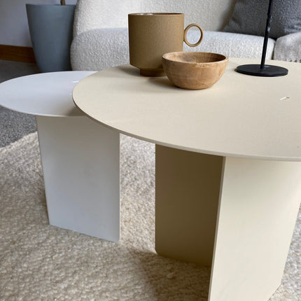 Round side table set - Lucca - White/Cream