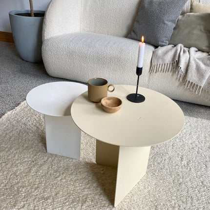 Round side table set - Lucca - White/Cream