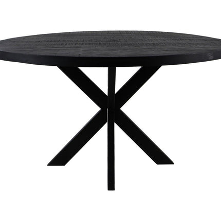 HSM Collection-Round Dining Table Melbourne-120x120x76-Black-Mango/Metal 