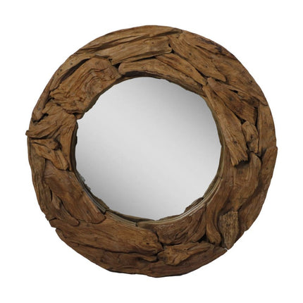 Ronde Spiegel-90x90x10-Naturel-Teak