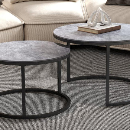 Salontafel -  Glas Steen Grijs