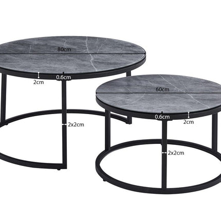 Salontafel -  Glas Steen Grijs