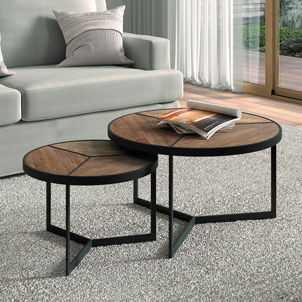 Salontafel Set (2-delig) – Mango Hout & Metaal